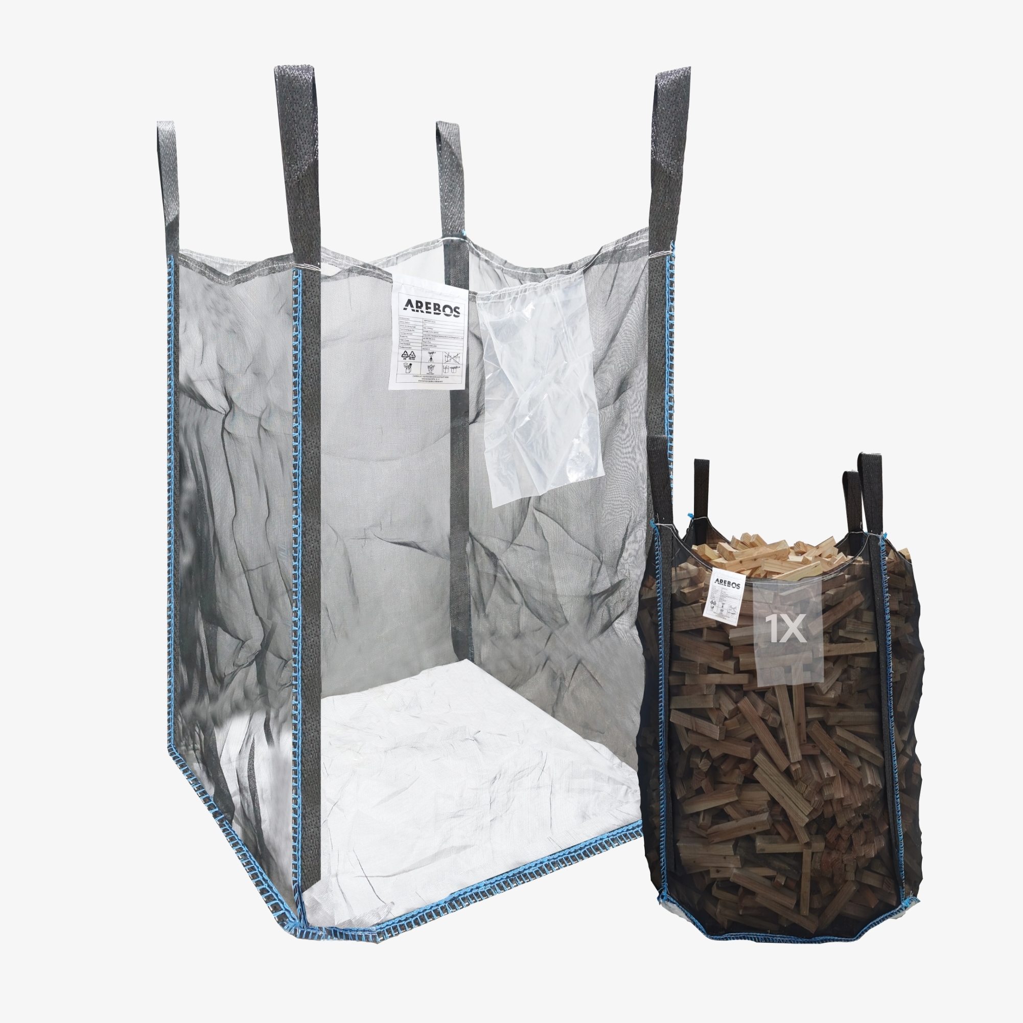 Arebos 1x Saco de madera premium Bolsa para leña robusta y resistente al desgarro Dimensiones 100×100×160 cm apacidad 1500kg
