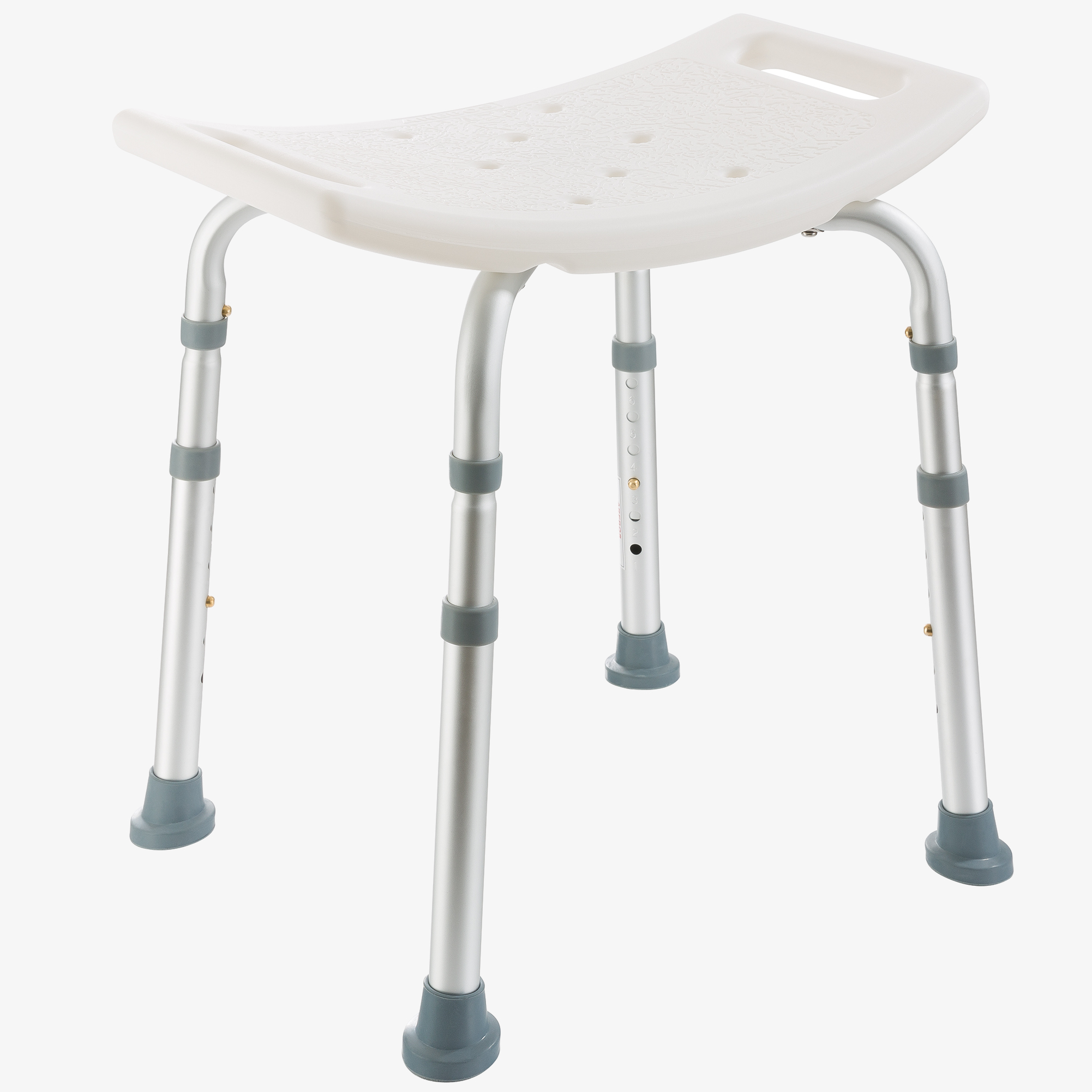 Arebos Taburete de ducha Taburete de baño - regulable en altura,aluminio,pies de goma antideslizantes,hasta120kg