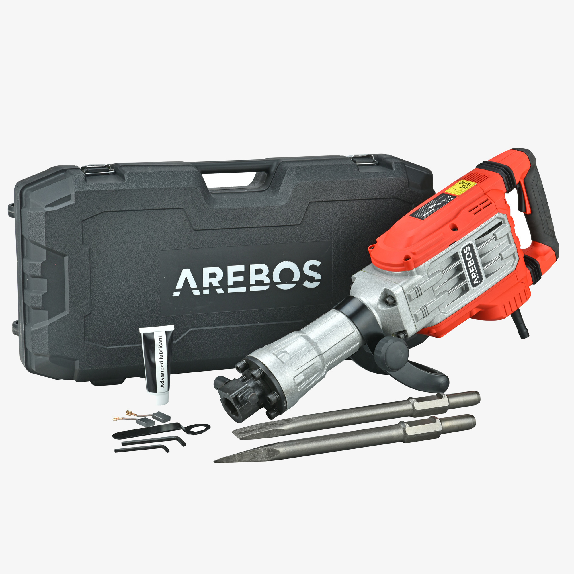 Arebos Martillo Demoledor Martillo de Impacto 1700W - 60 Joule - 1900 BPM - incl. Maletín con Ruedas