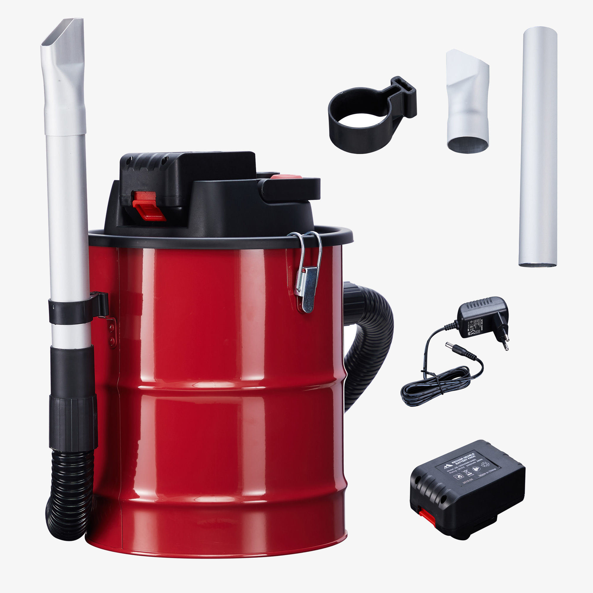 Arebos Aspirador de cenizas con batería 140W -12L - chimenea,grill - incl. filtro HEPA - Rojo/negro