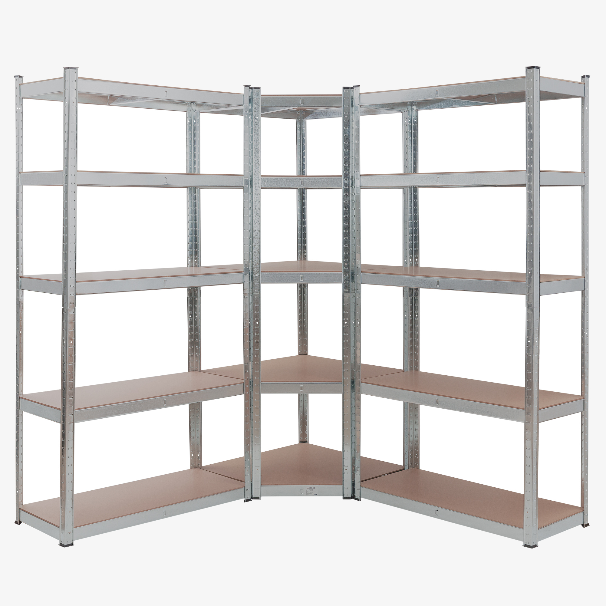 Arebos 2x Estantería para cargas pesadas 180 x 90 x 40 cm + 1x estantería esquinera 180 x 70 x 70 cm - capacidad carga 875kg