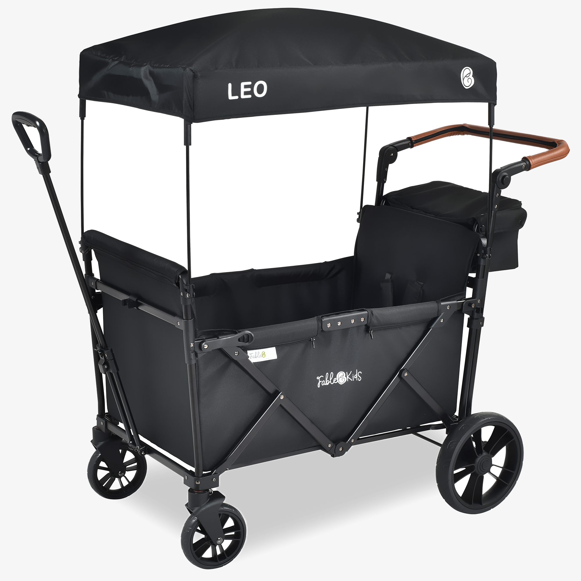 FableKids Carro de mano LEO X2 Lite, Neumáticos de PU 360° con freno de paso, espaciosa bolsa trasera, plegable