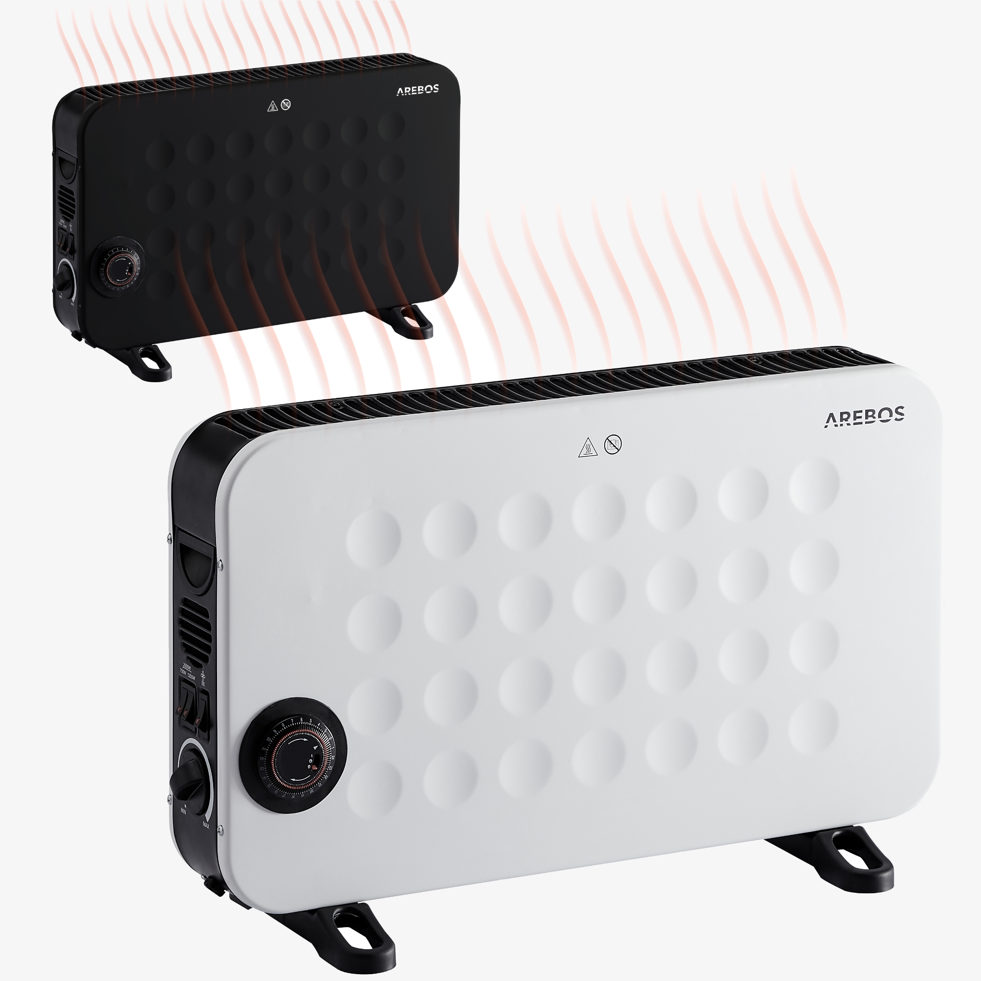 Arebos Convector eléctrico 2000W,turbo ventilador,termostato,monitor de escarcha - blanco