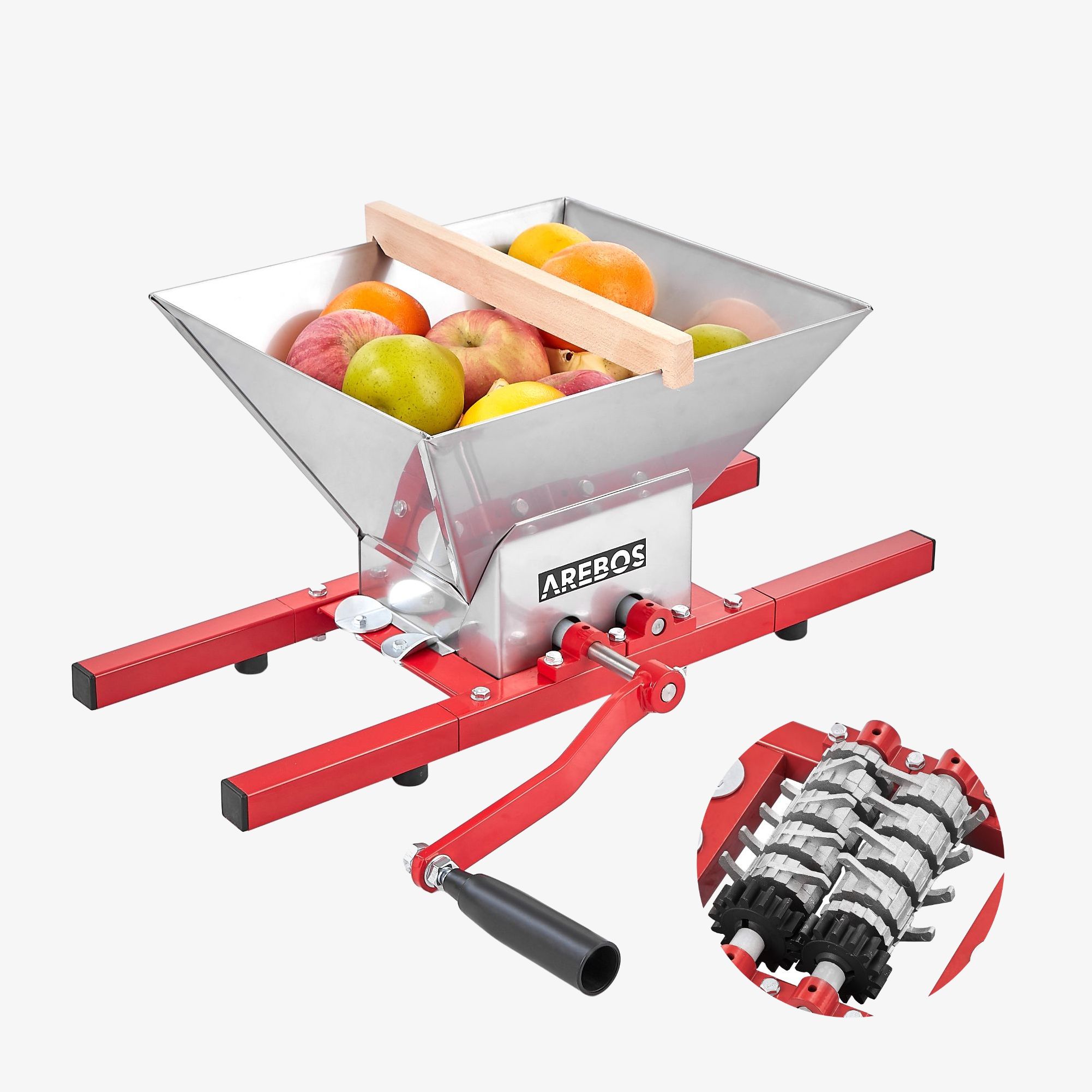 Arebos Molino de fruta 7 L Molino de uva Trituradora de fruta Prensa de fruta Picadora de fruta Musher de fruta
