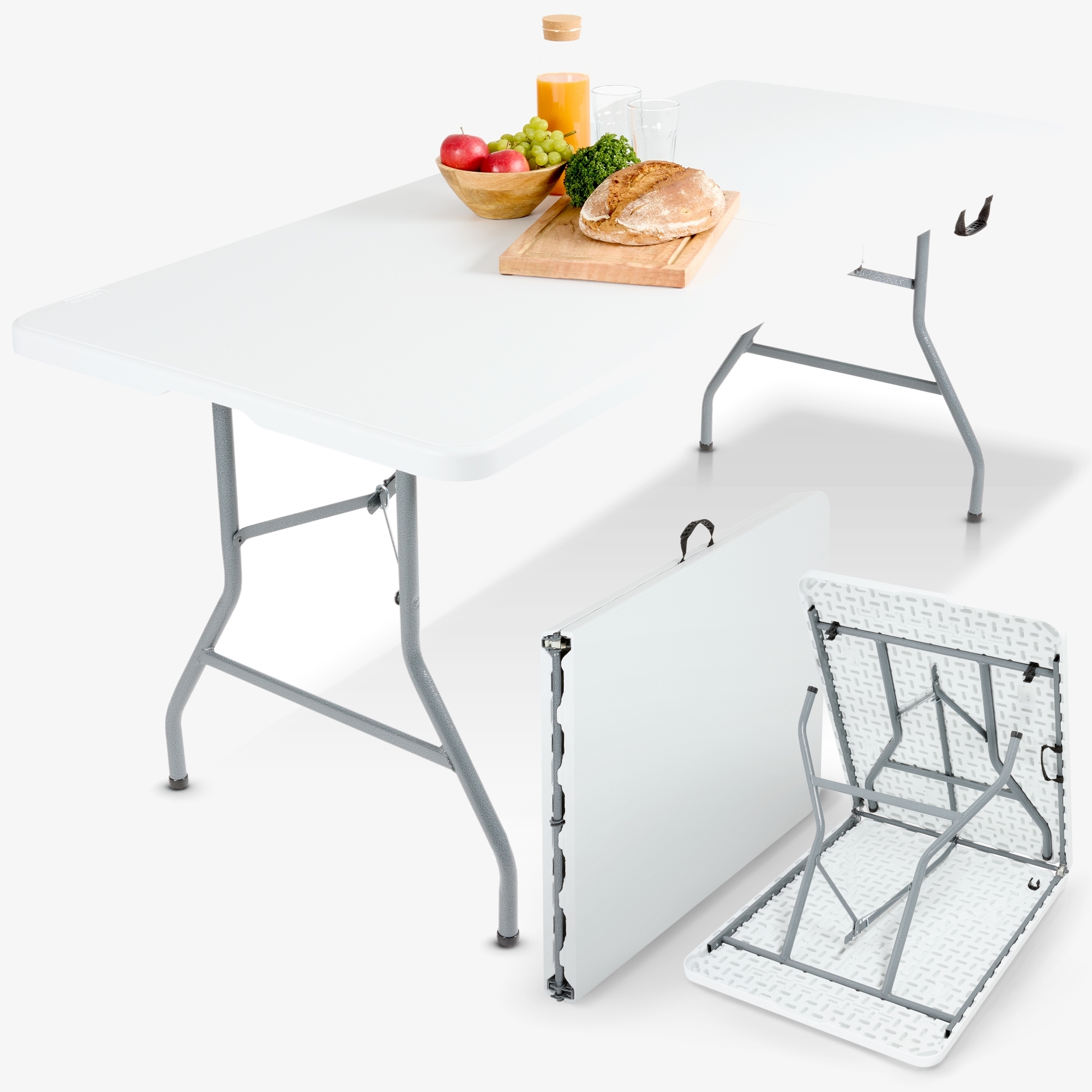 Arebos Mesa plegable - 182x74x74cm - Camping,Garden Party,fácil de limpiar,plegable con asa