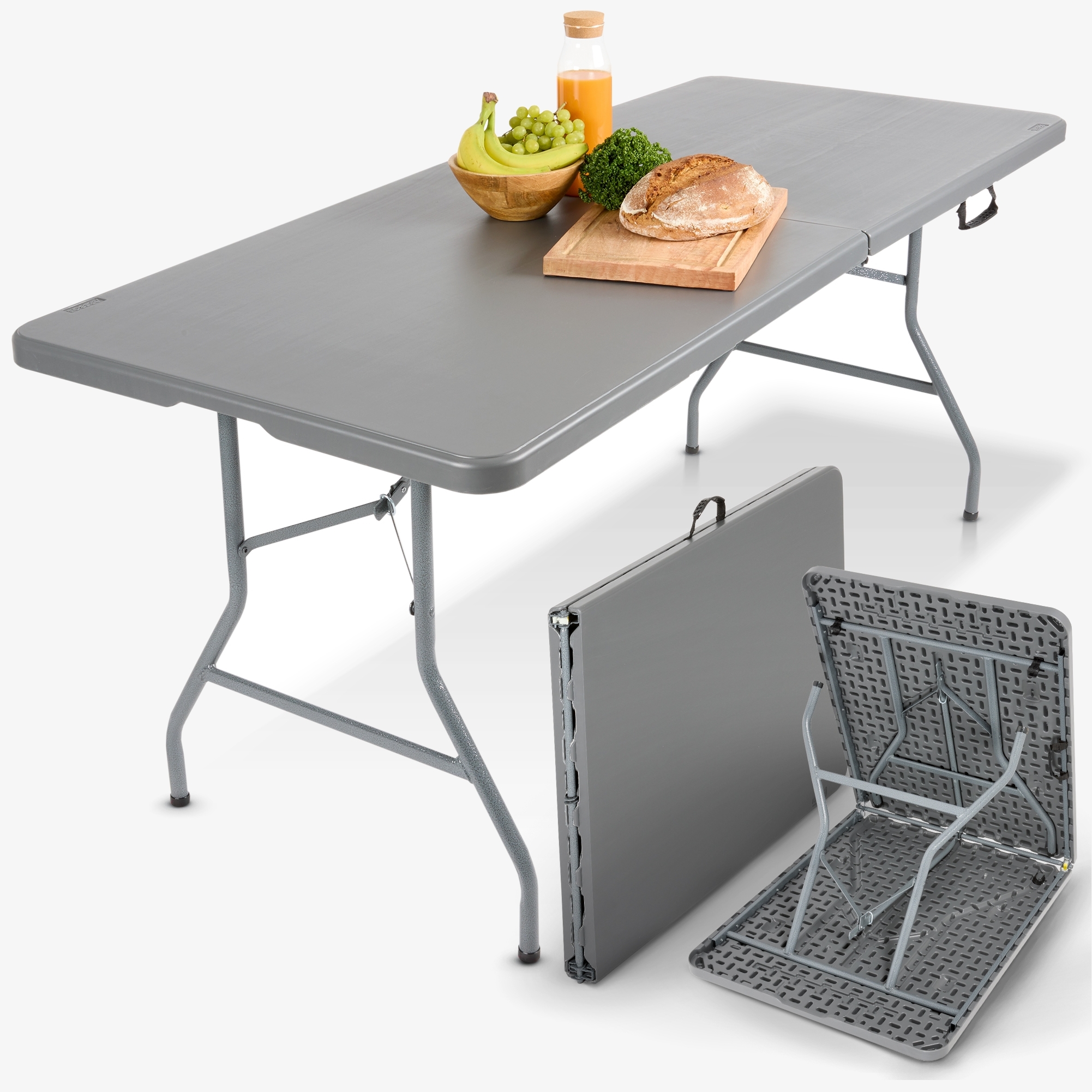 Arebos Mesa plegable - 182x74x74cm - Camping,Garden Party,fácil de limpiar,plegable con asa