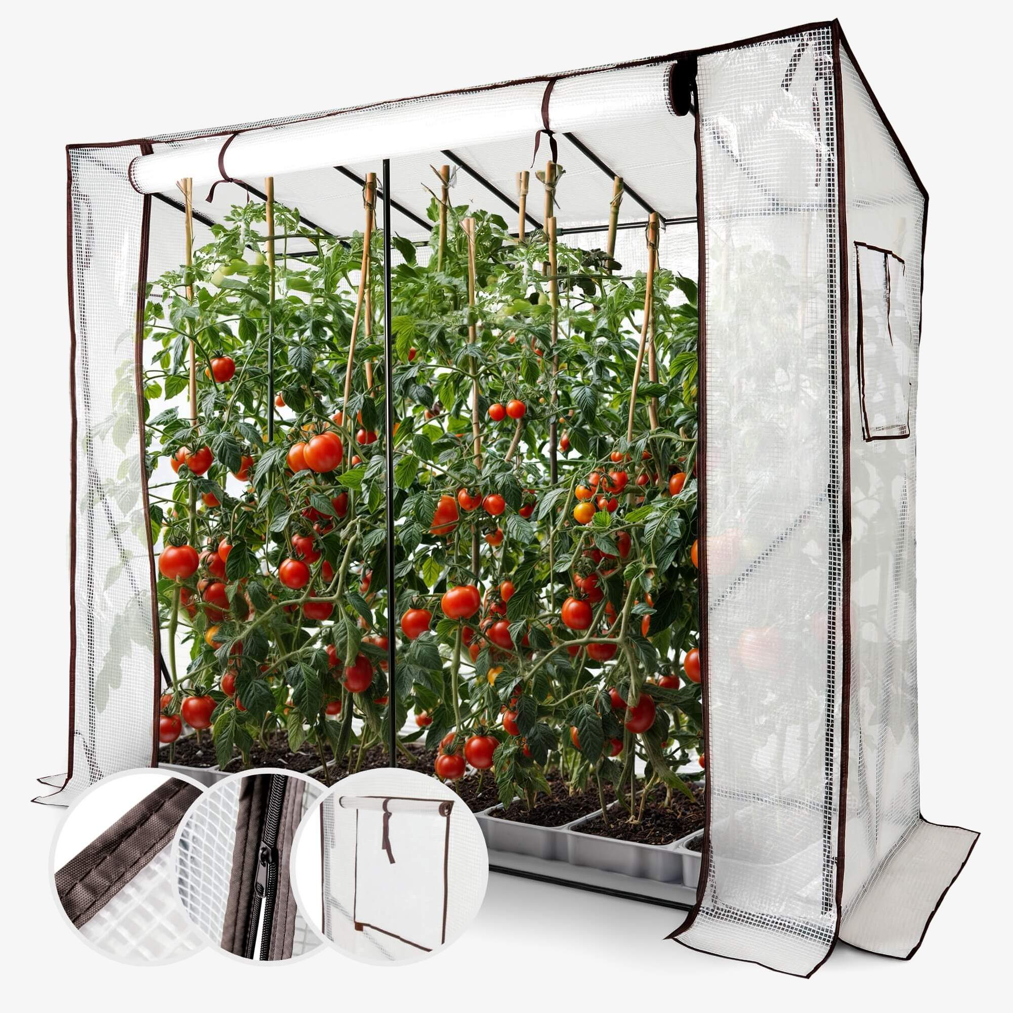 Invernadero para tomates Arebos 200 x 77 x 170 cm | Resistente a la intemperie | Puerta enrollable con cierre de cremallera