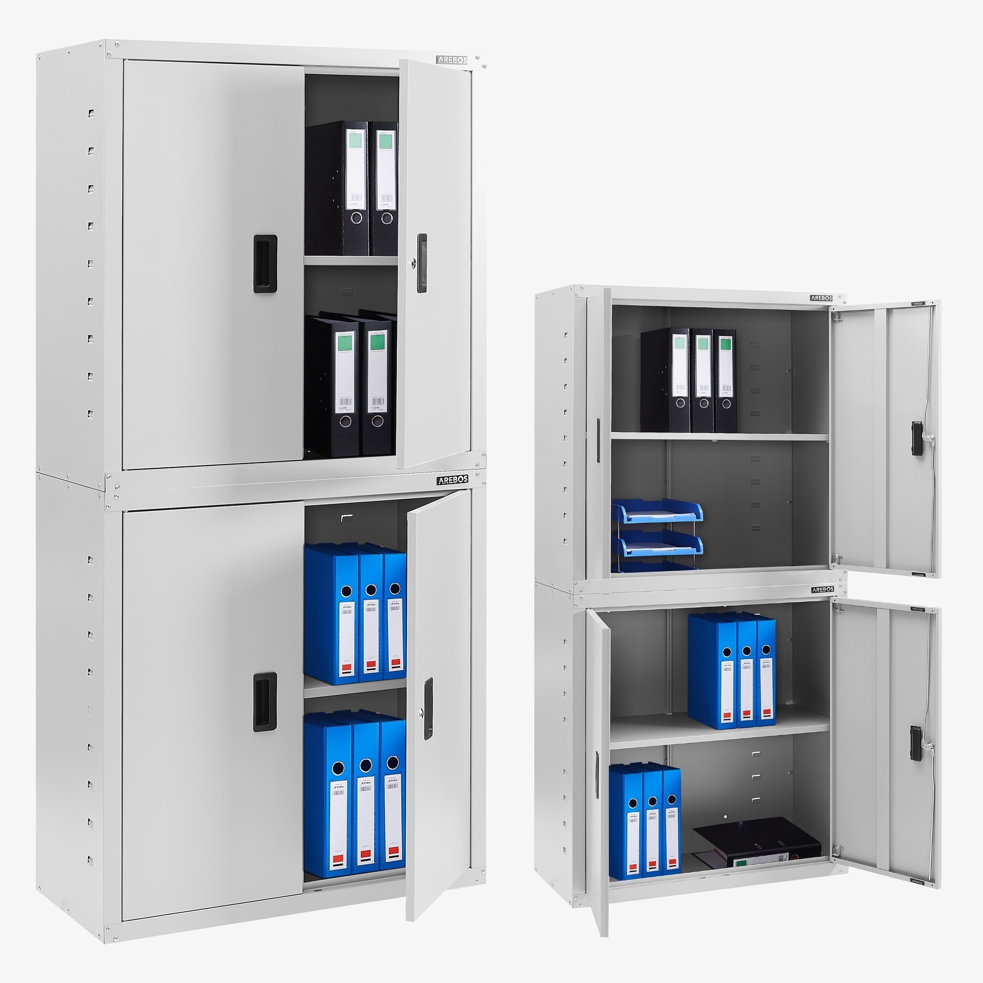 Arebos Archivador Armario de oficina - 180x40x90cm,4 puertas,2 estantes regulables