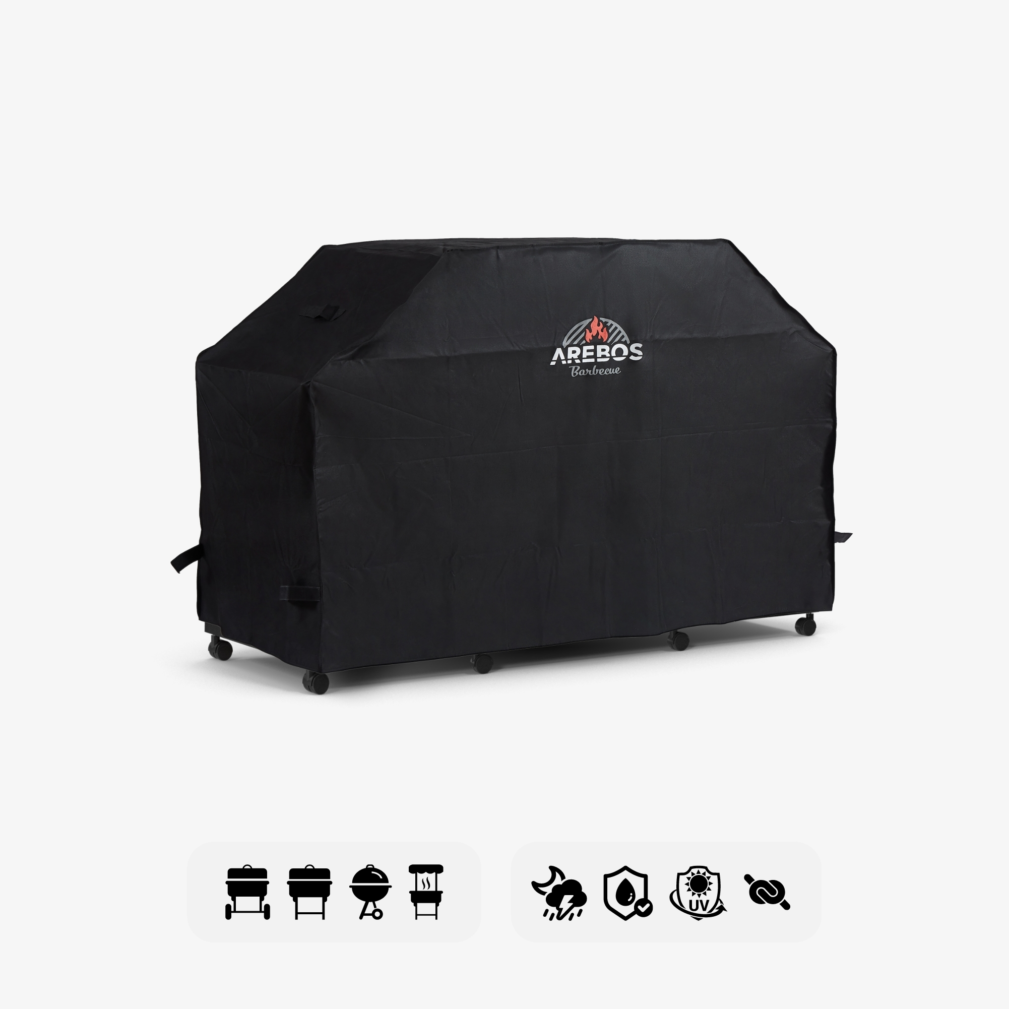 Arebos Capó universal para barbacoa 147 x 61 x 122 cm, tejido Oxford 600D Revestimiento anti-UV Resistente a la intemperie