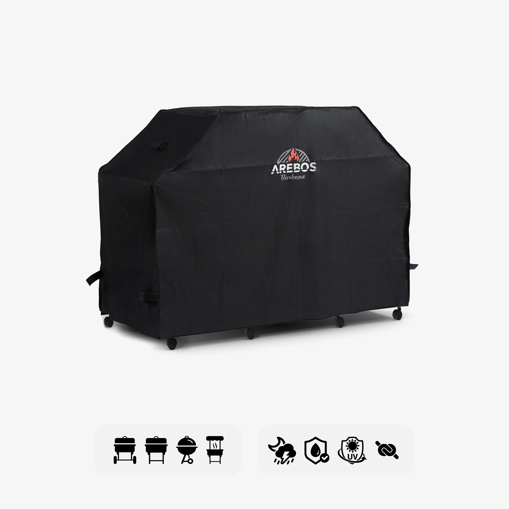 Arebos Capó universal para barbacoa 152 x 71 x 112 cm, tejido Oxford 600D Revestimiento anti-UV Resistente a la intemperie