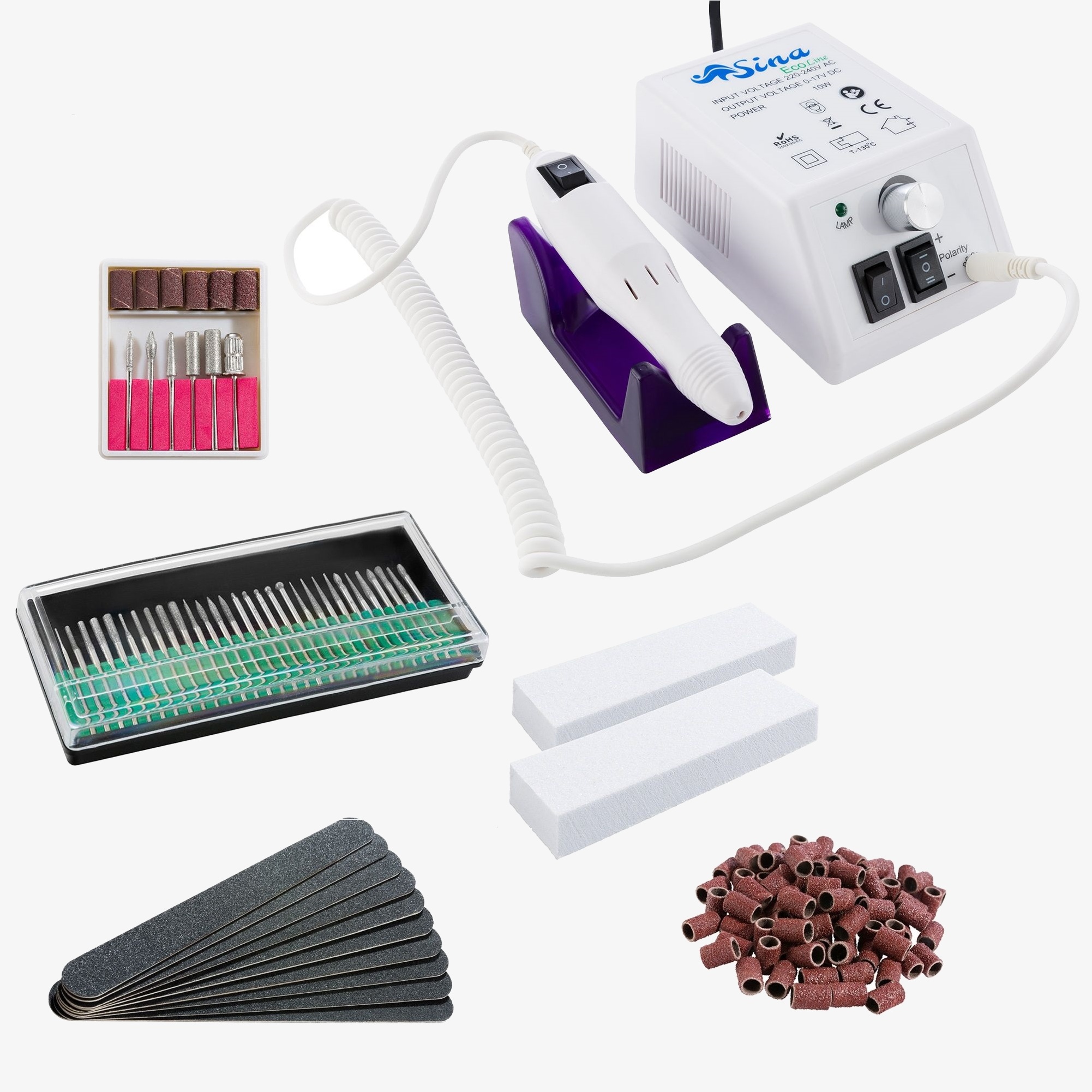 SINA Cortaúñas eléctrico Lima de uñas, incl. 159 accesorios, 20.000 rpm - Blanco
