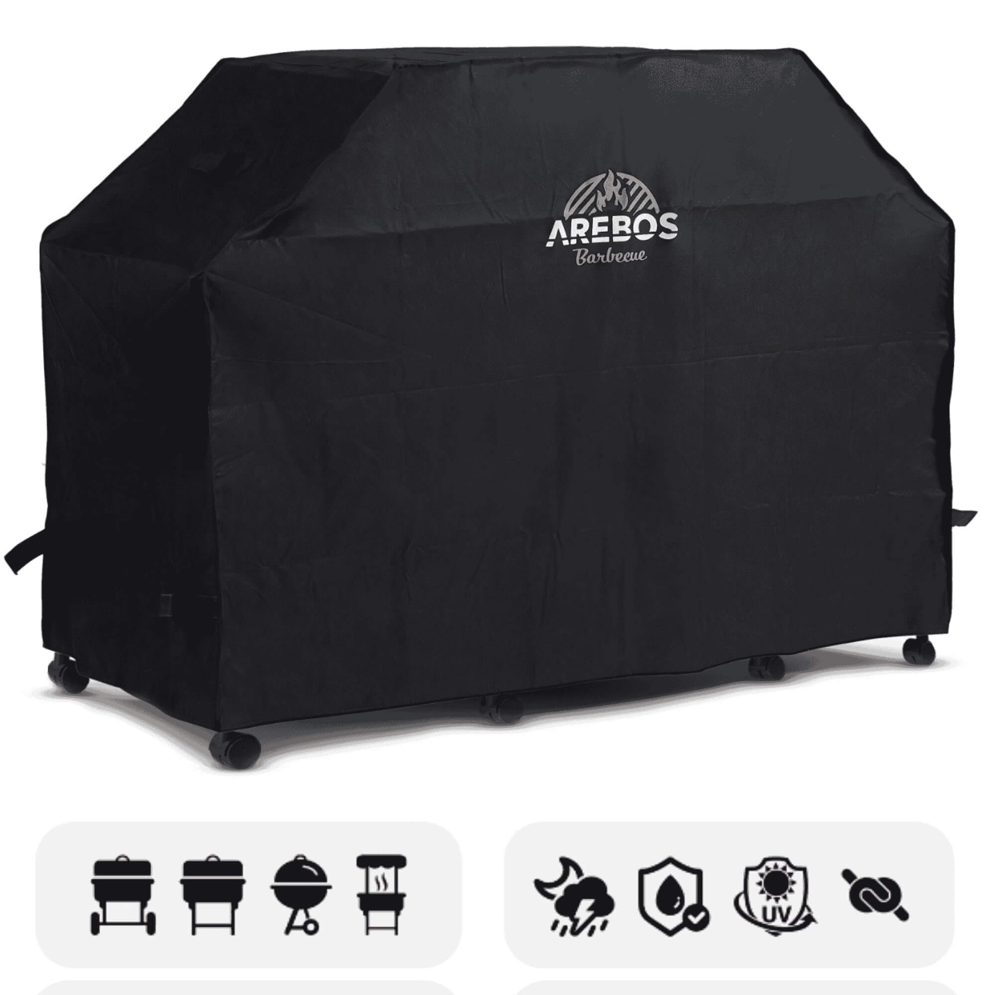 Arebos Capó universal para barbacoa 163 x 61 x 122 cm, tejido Oxford 600D Revestimiento anti-UV Resistente a la intemperie