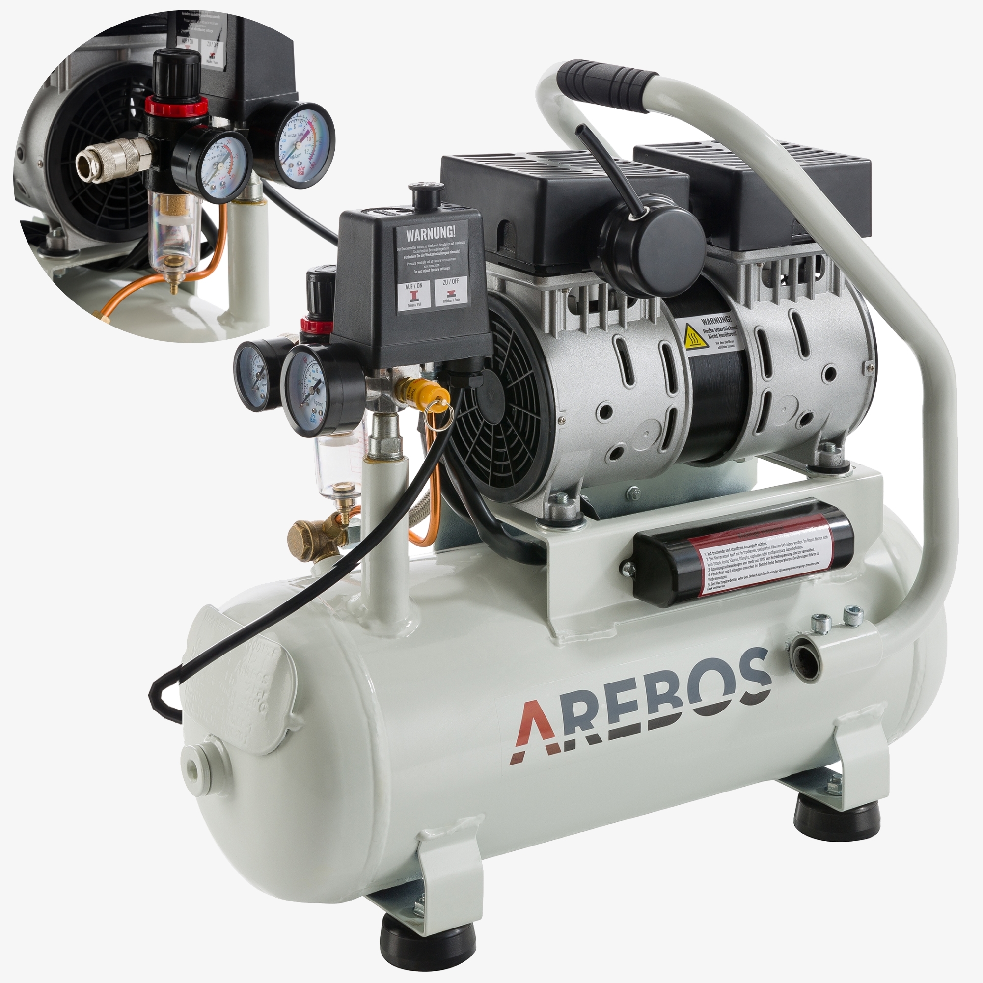 Arebos Compresor de aire 12L, Potencia 500W, 8 Bar