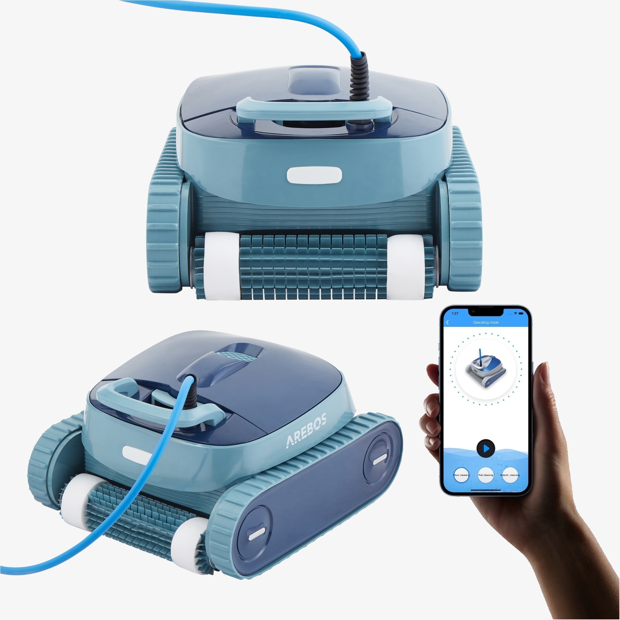 Arebos Robot de piscina Poolrunner Aspirador de piscina Robot de piscina totalmente automático con APP