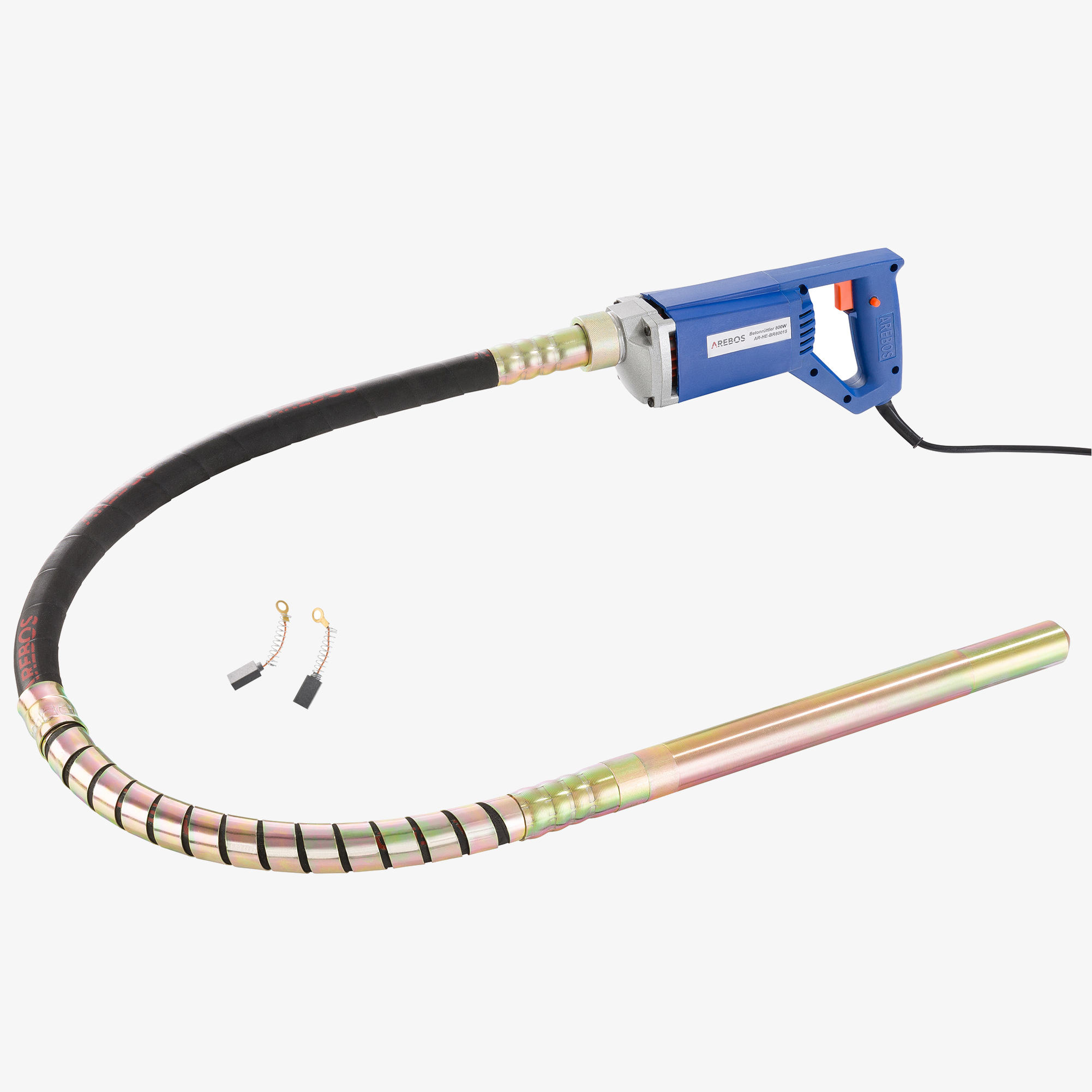 Vibrador de hormigón Arebos con botella vibratoria 800W, eléctrico, longitud del cable 1,5M, eje flexible