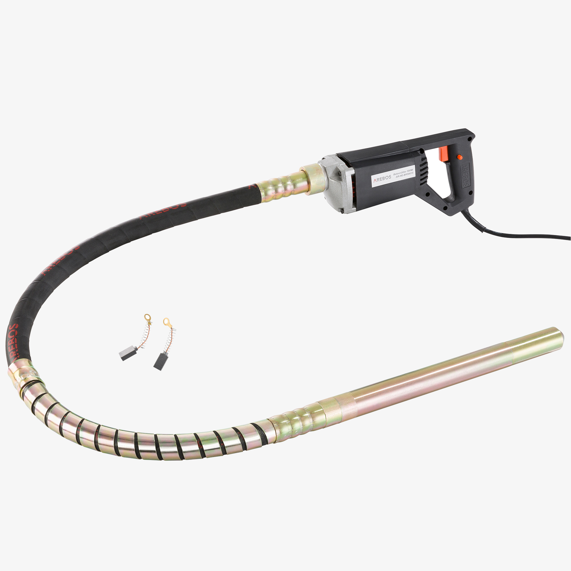 Arebos vibrador de hormigón con botella vibrante 580W, eléctrico, longitud de cable 1,5M, eje flexible