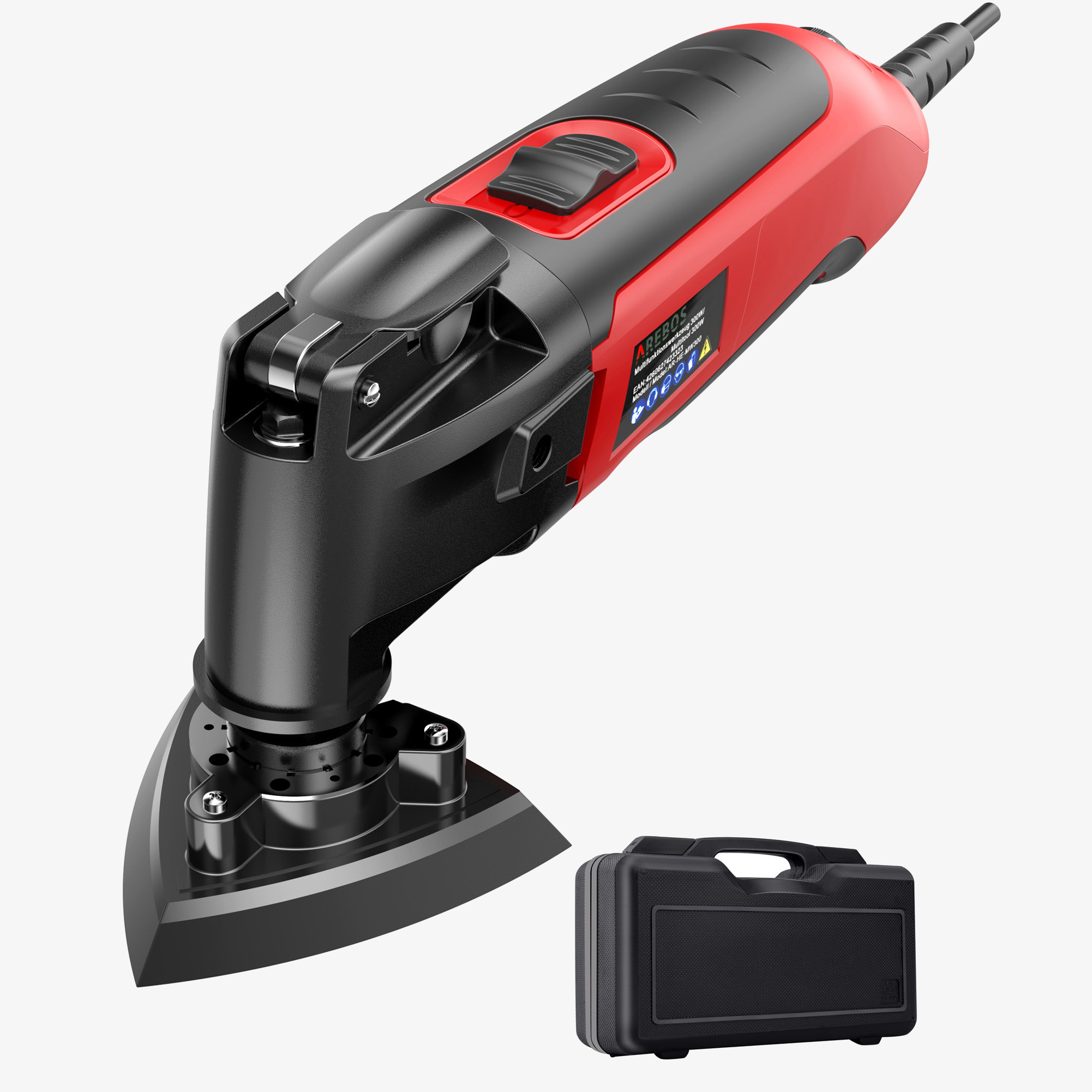 Arebos Herramienta Multifuncional 300W - 15000-22000rpm,Multiherramienta con 24 piezas Accesorios
