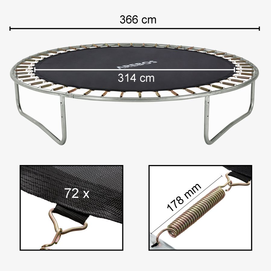 Colchoneta de trampolín 366 cm 72 ojales 178 mm